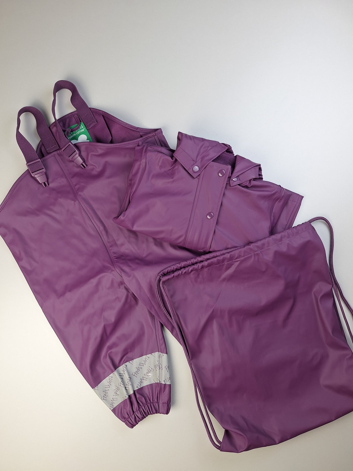 Fialová souprava do deště  - kalhoty, bunda, vak